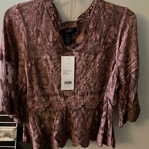 Papillon rose Crochet embroidered top large